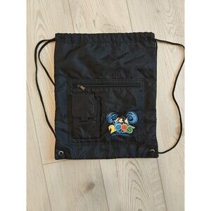 Vintage Walt Disney World  Mickey Black Cinch Drawstring Sack-Bag Travel